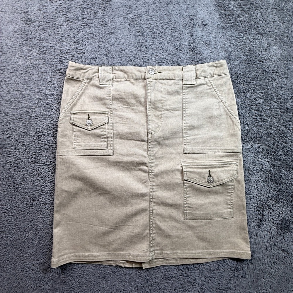 Sportmax Women's 8 Beige Cargo Midi Skirt Y2K Vintage Multiple Pockets Cotton